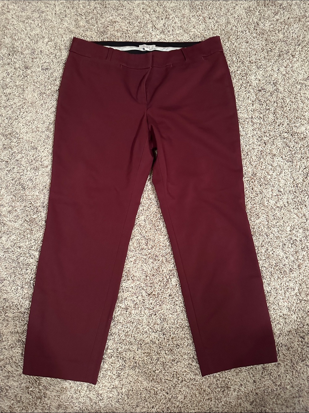 LOFT Women's Burgundy Straight-Leg Trousers